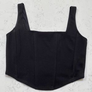 Square-neck Boned Crop Top